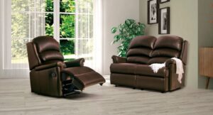 Albany Standard Leather Fixed 2-Seater Settee