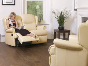 Malvern Small Leather Reclining 2-Seater Settee