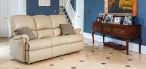 Nevada Small Leather Fixed 3-Seater Settee
