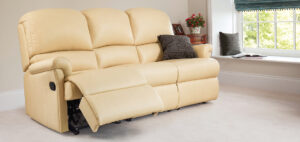 Nevada Standard Leather Reclining 3-Seater Settee