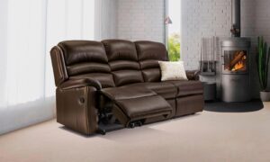 Olivia Standard Leather Reclining 3-Seater Settee