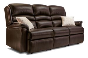 Olivia Standard Leather Fixed 3-Seater Settee