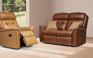 Roma Standard Leather Fixed 2-Seater Settee