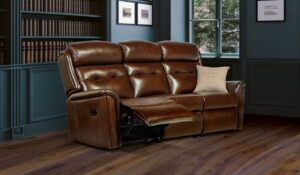 Roma Small Leather Reclining 3-Seater Settee