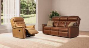 Roma Standard Leather Fixed 3-Seater Settee