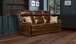 Roma Small Leather Fixed 3-Seater Settee