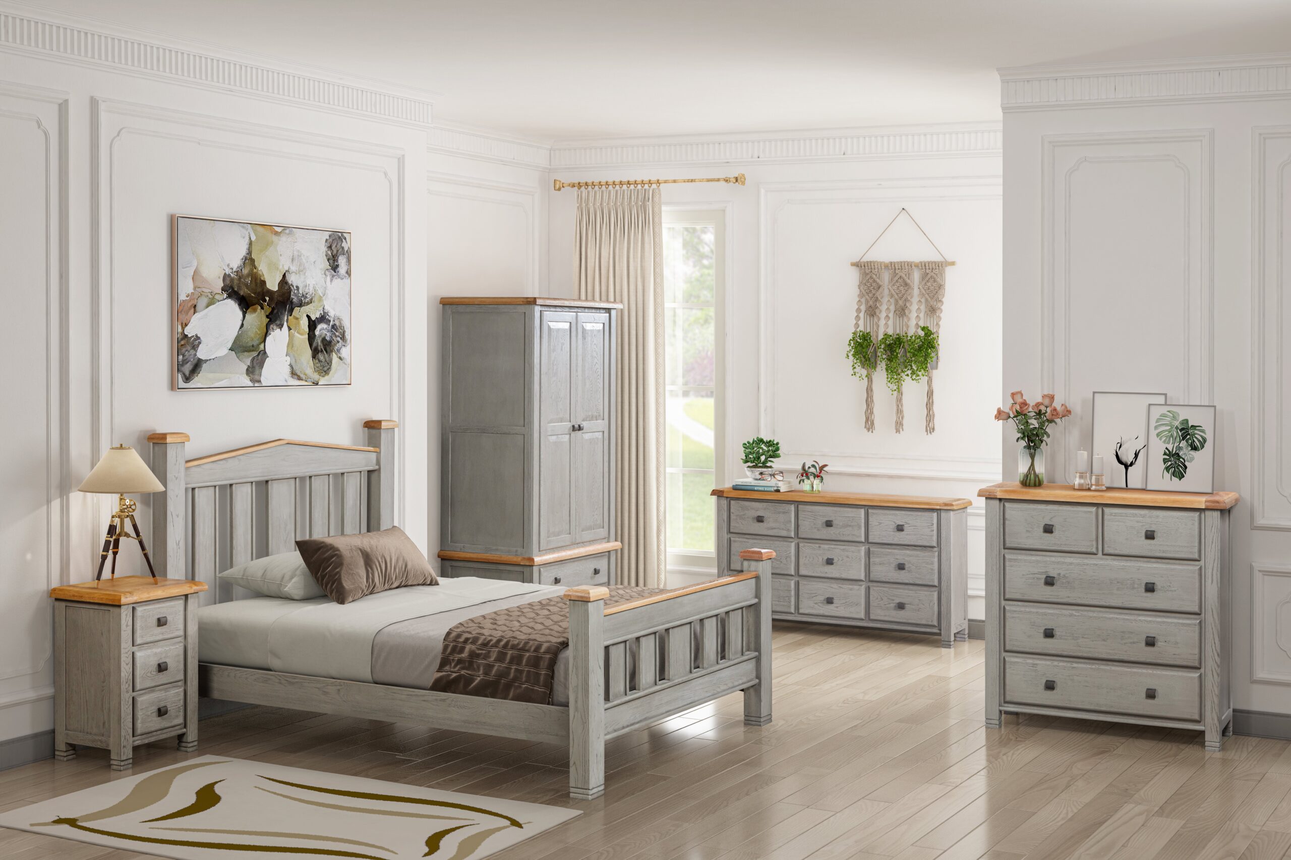 New York Painted Oak Bed - Main Image