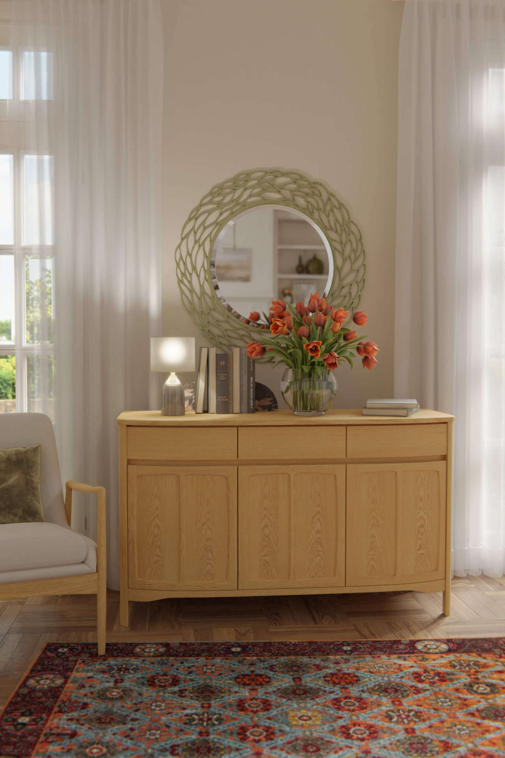 Shadows 3 Door Sideboard (Oak) - Main Image