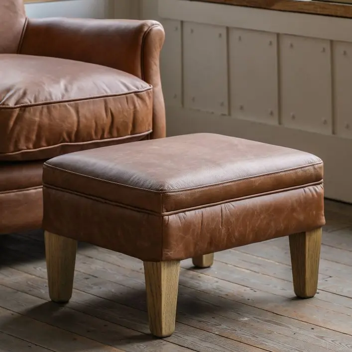 Mr. Paddington Stool Vintage Brown Leather - Gallery Image