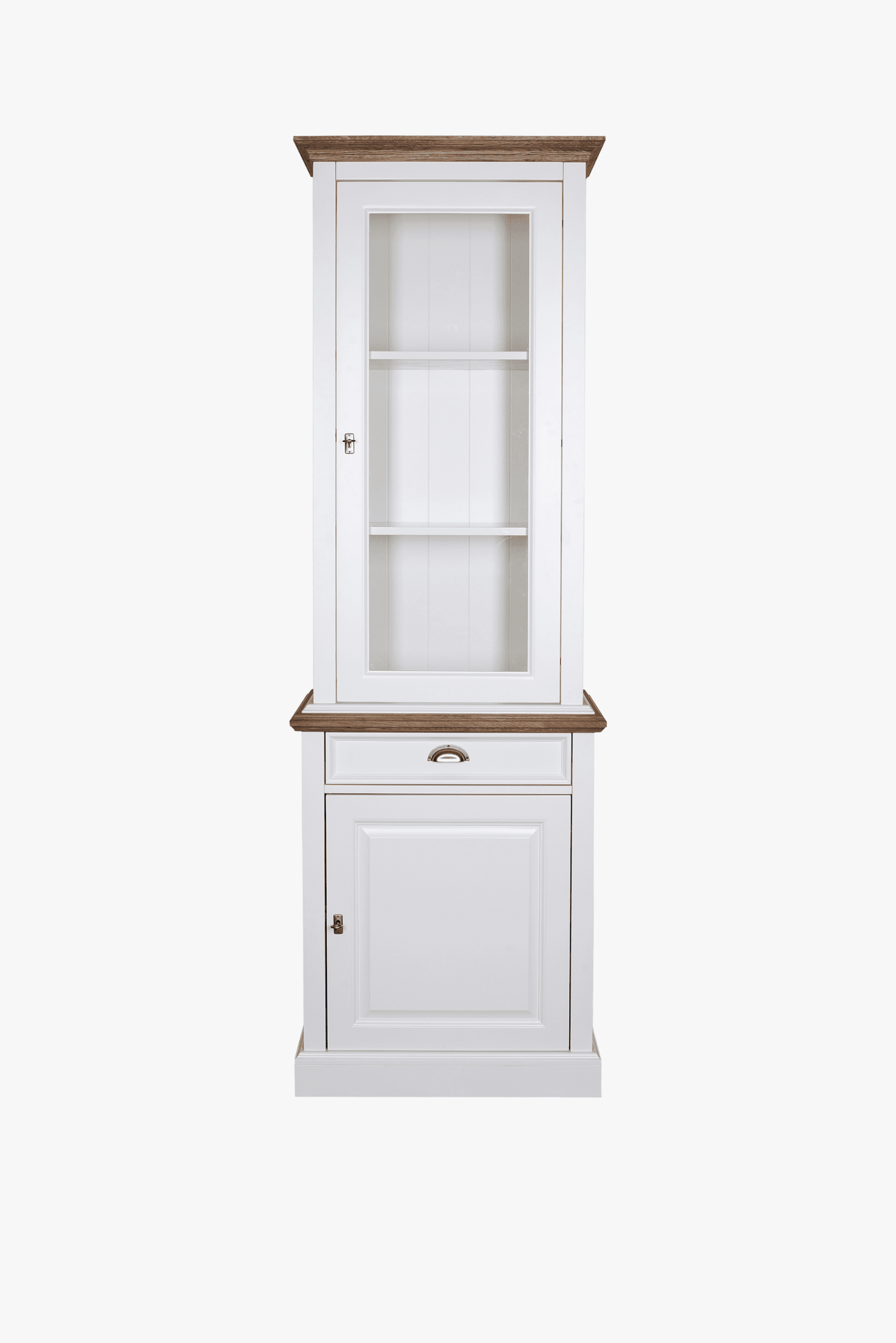 Oakdale 2 Door 1 Drawer Display Cabinet (Oak) - Main Image