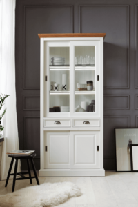 Millau 4 Sliding Door 2 Drawer Display Cabinet (Oak)