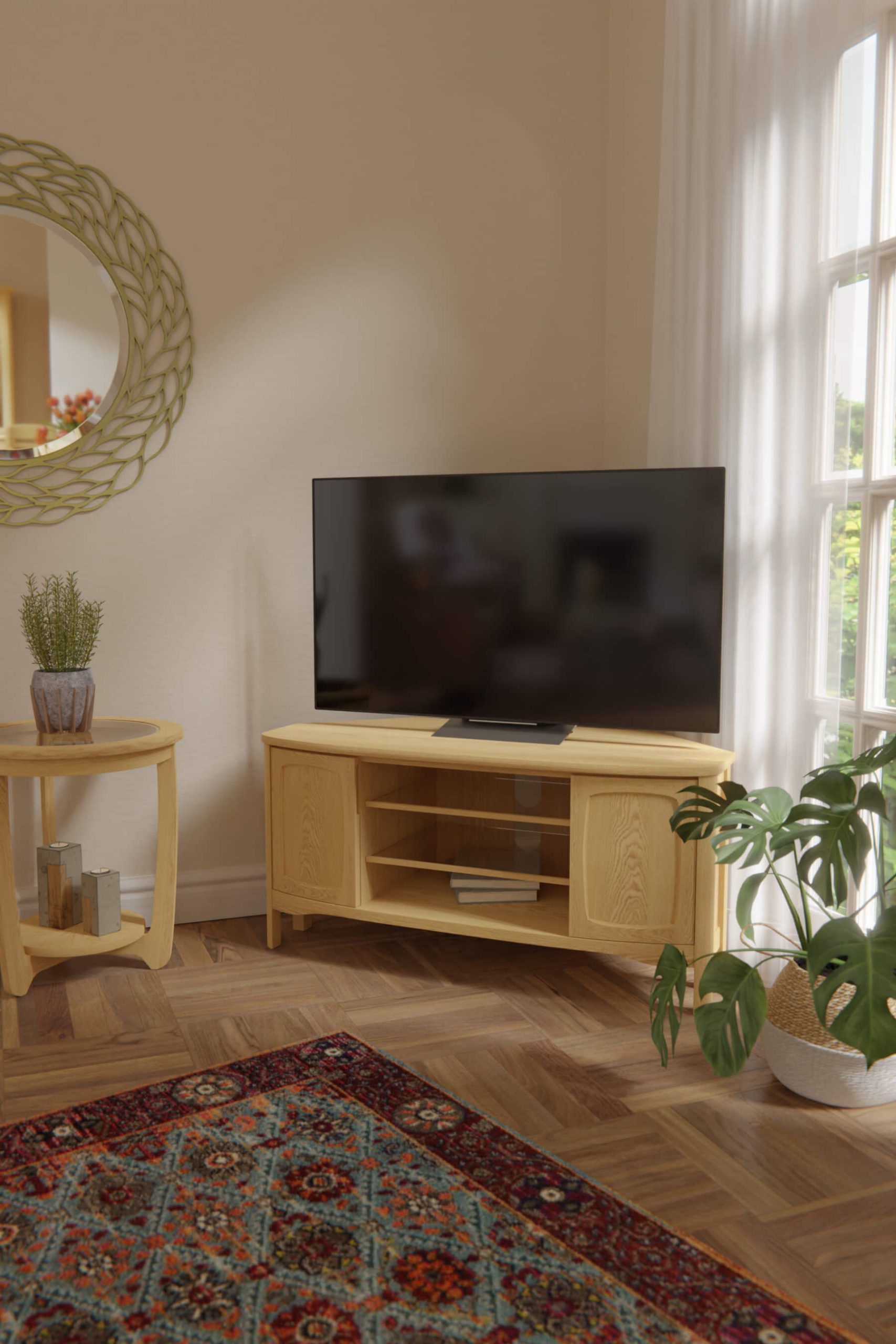 Shadows Corner TV Unit (Oak) - Main Image