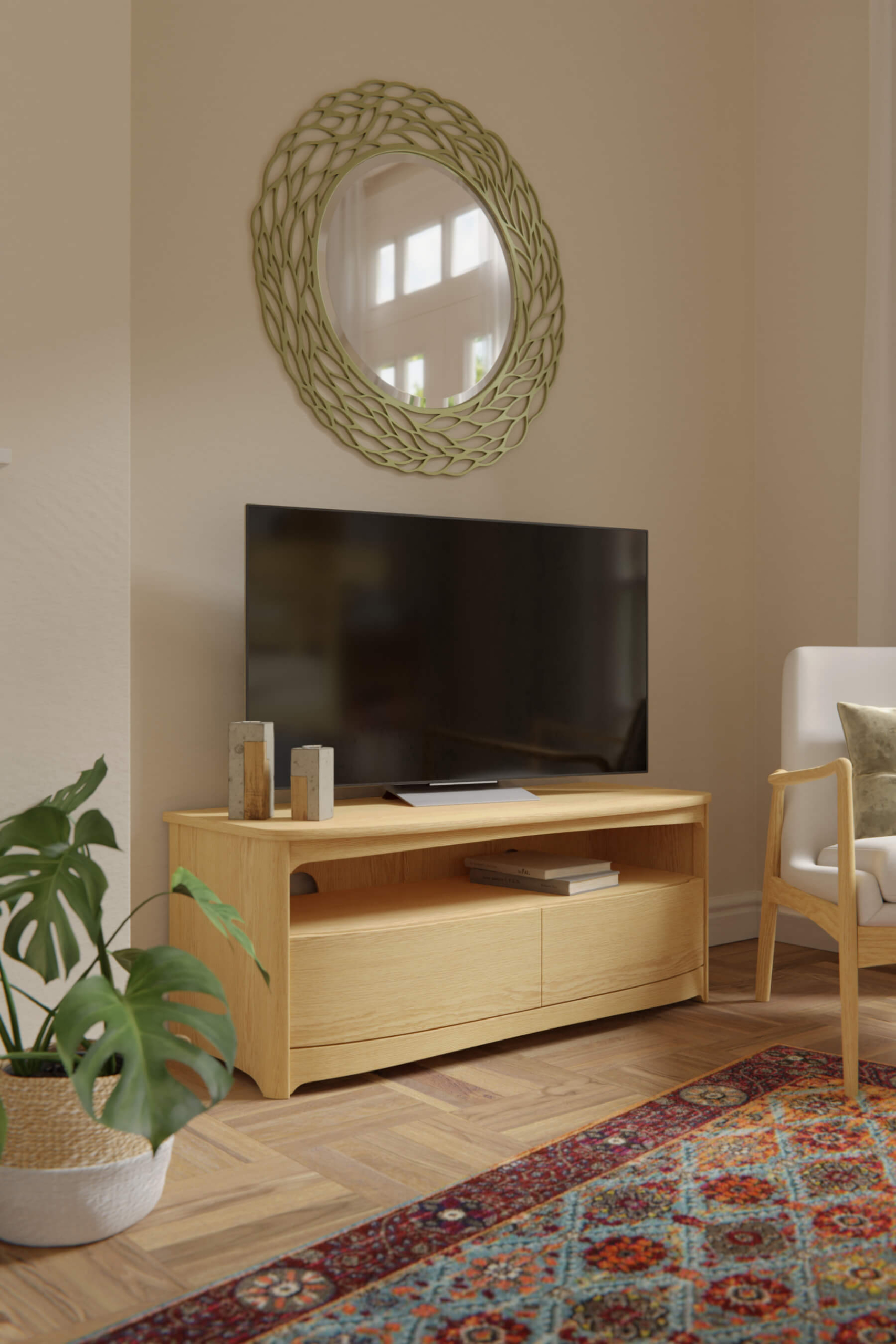 Shadows Low Widescreen TV Unit (Oak) - Main Image