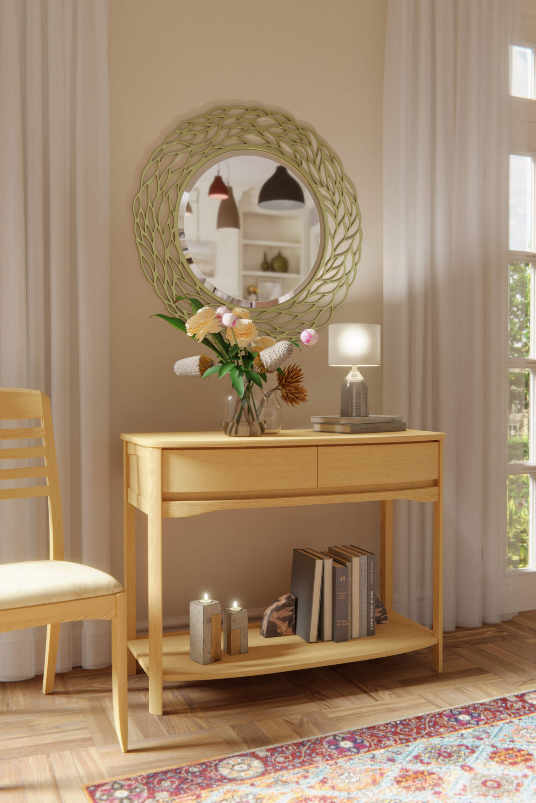 Shadows Large Console Table (Oak) - Main Image