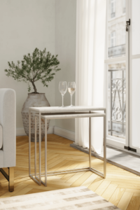 Niort Nest of Rectangular Tables (White Marble)