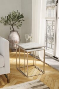 Niort Nest of Square Tables (White Marble)