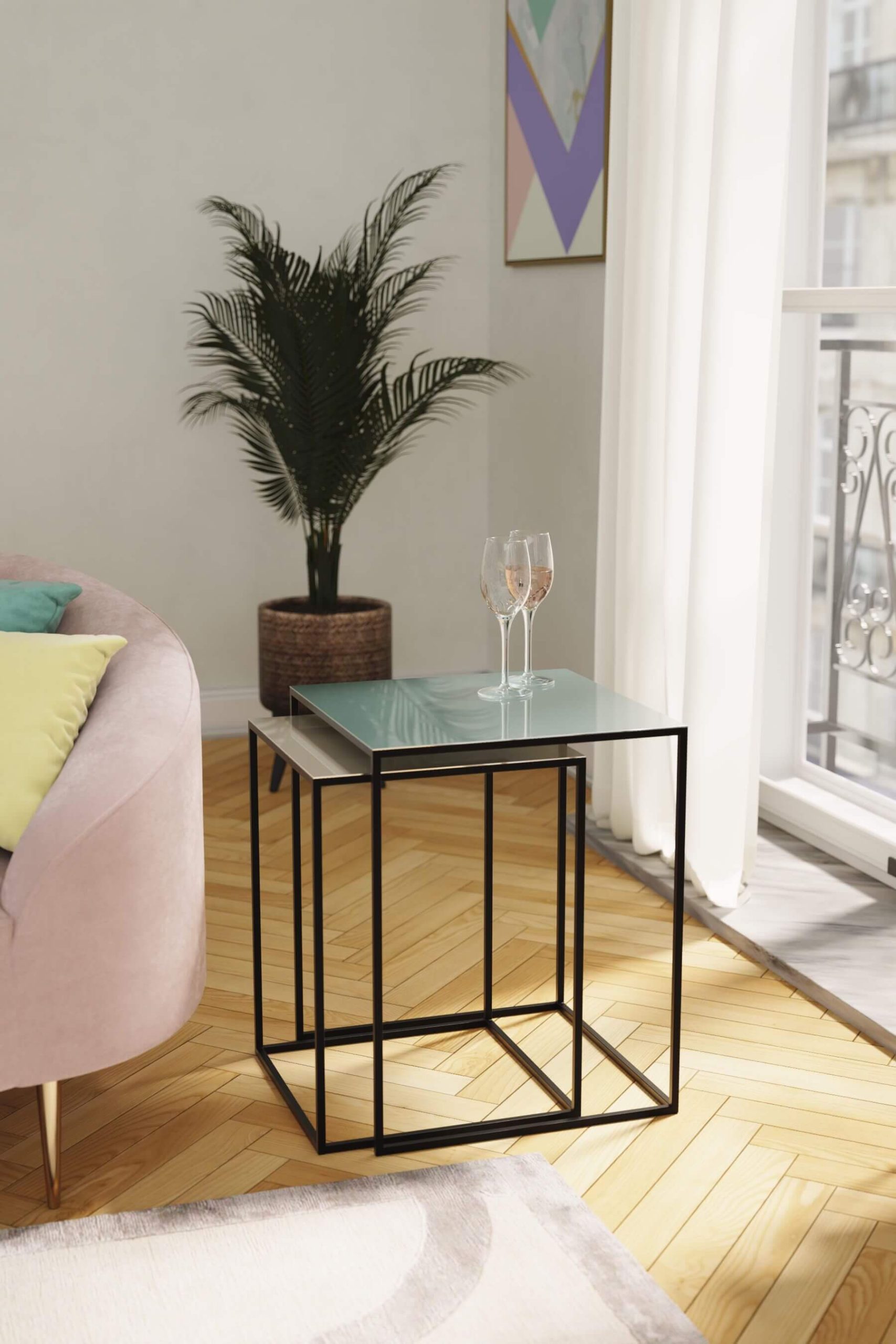 Fulham Nest of Square Tables (Light Blue) - Main Image