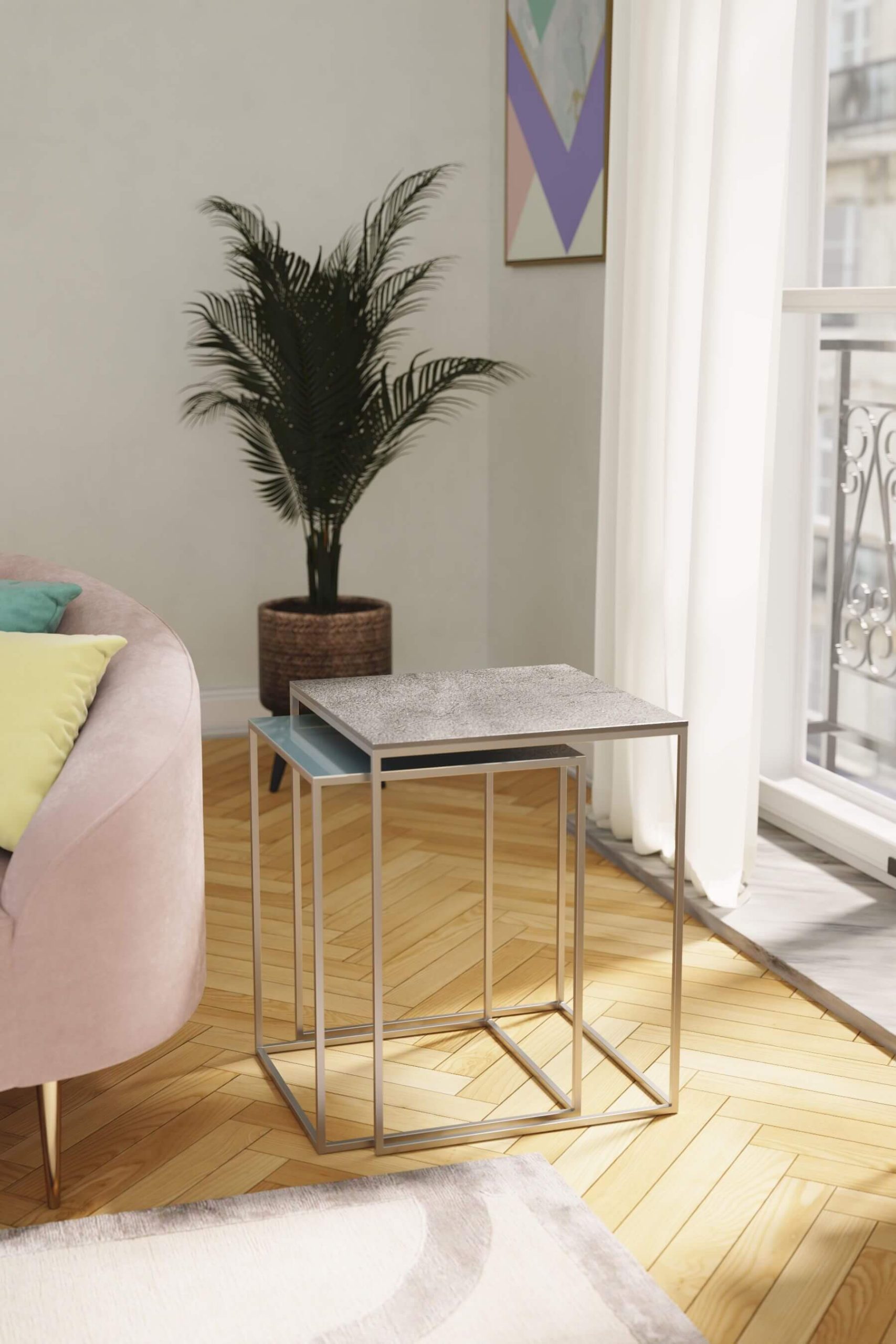 Fulham Nest of Square Tables (Antique Nickel) - Main Image