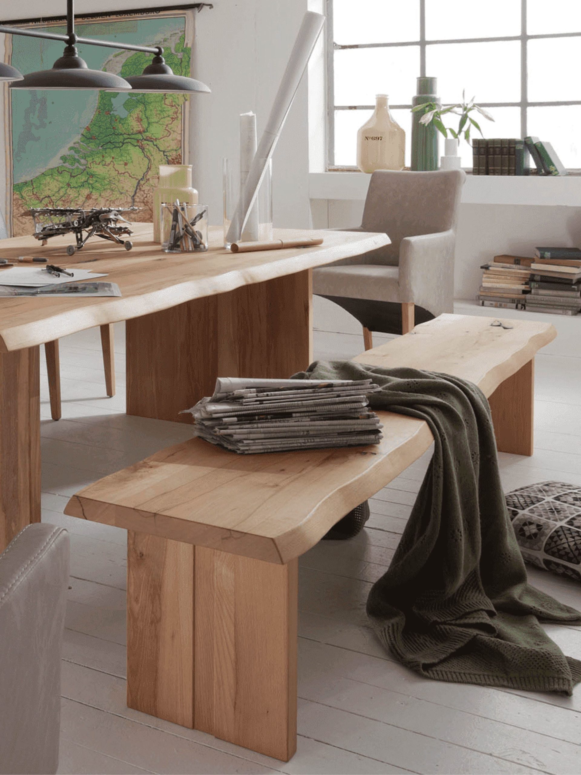 Fargo Bench E (Solid Block Leg, 4 cm Thick) - Main Image