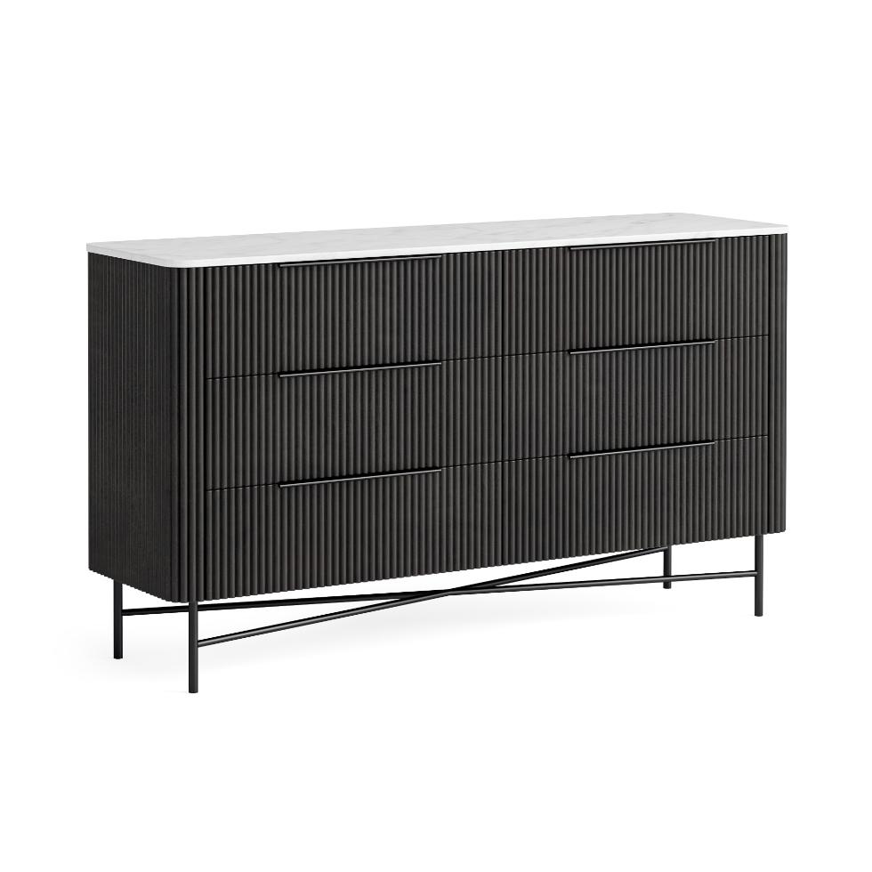 Lucas - Fluted 6 Drawer Chest With Handle - Main Image