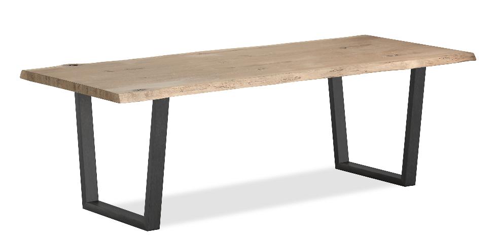Oak Mill - White Oil Dining Table 1800 Metal Base - Main Image