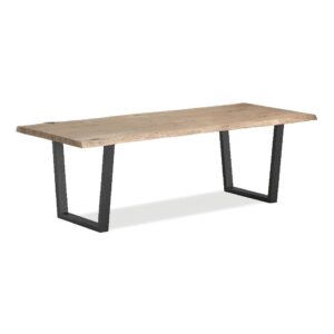 Barnstaple – White Oil Dining Table 2400 Metal Base