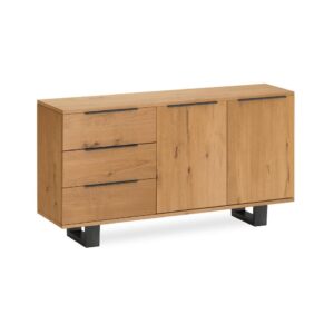 Barnstaple – Waxed Oak Small Sideboard Metal Base