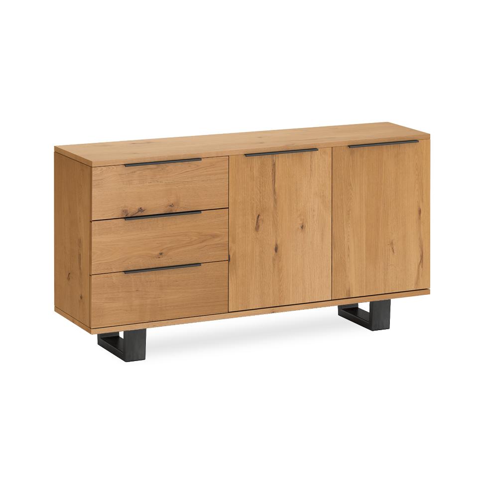 Oak Mill - Waxed Oak Small Sideboard Metal Base - Main Image