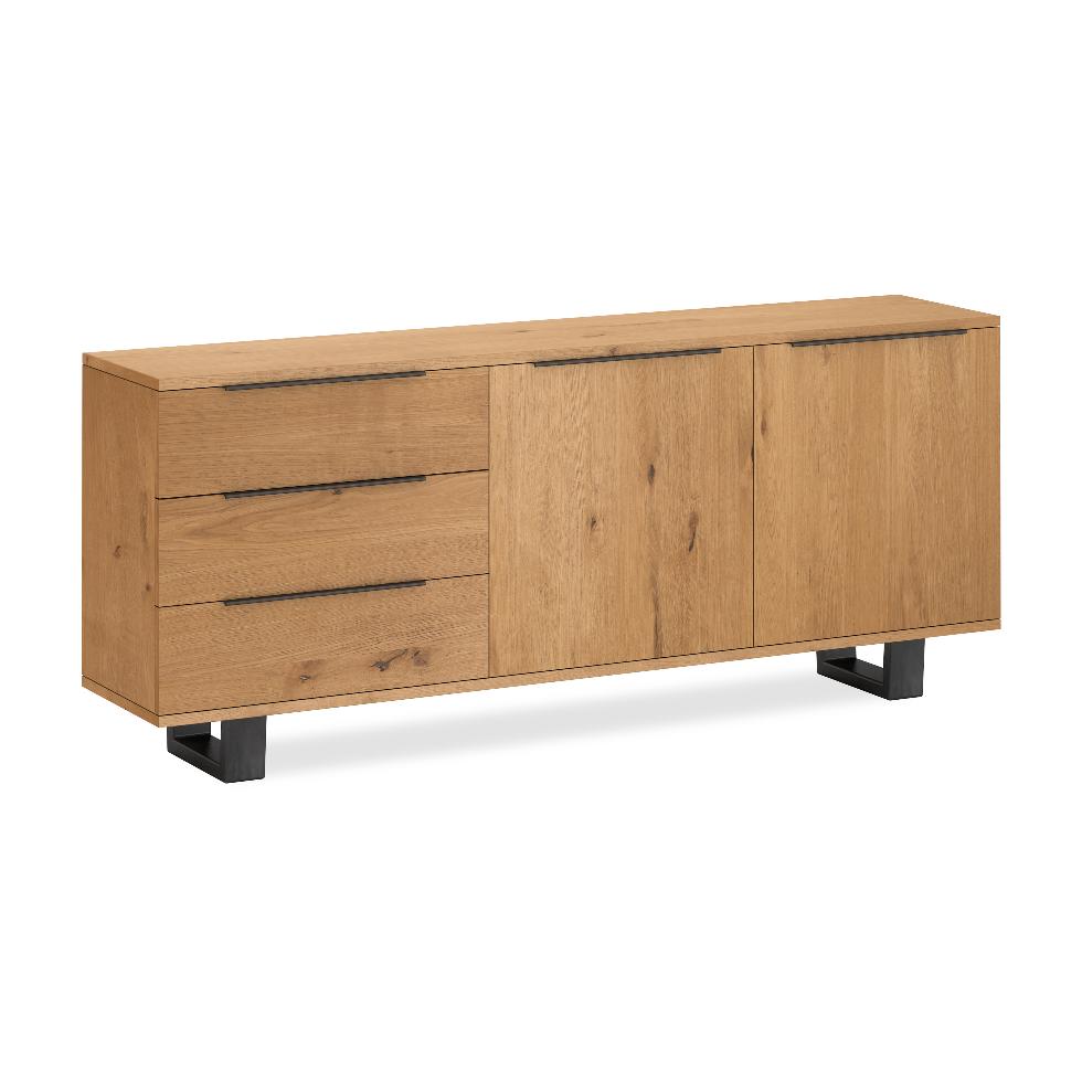 Oak Mill - Waxed Oak Large Sideboard Metal Base - Main Image