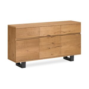 Barnstaple – Waxed Oak Live Edge Sideboard Metal Base