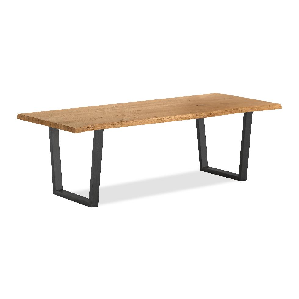 Oak Mill - Waxed Oak Dining Table 2400 Metal Base - Main Image