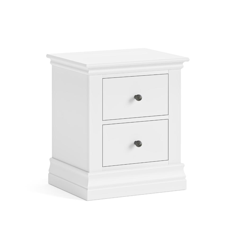 Bordeaux - Bedside 2 Drawer - White - Main Image