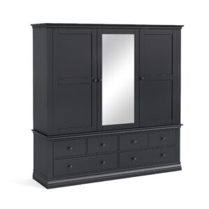 Framlingham – Triple Wardrobe 6 Drawer – Charcoal