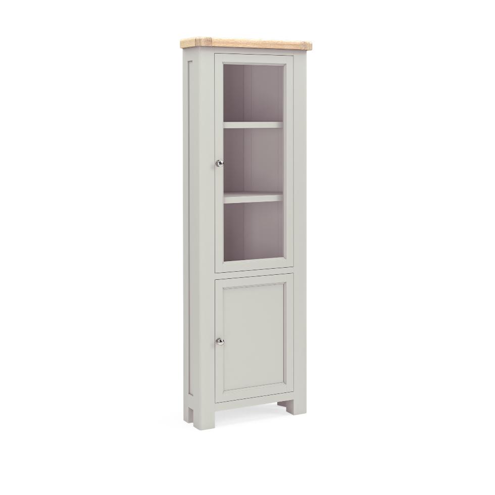 Salcombe - Corner Display Cabinet Light Grey - Main Image