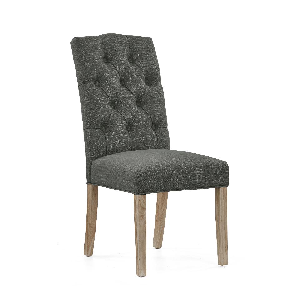 Salcombe - Button Back Chair Charcoal (White Wash Leg) - Main Image