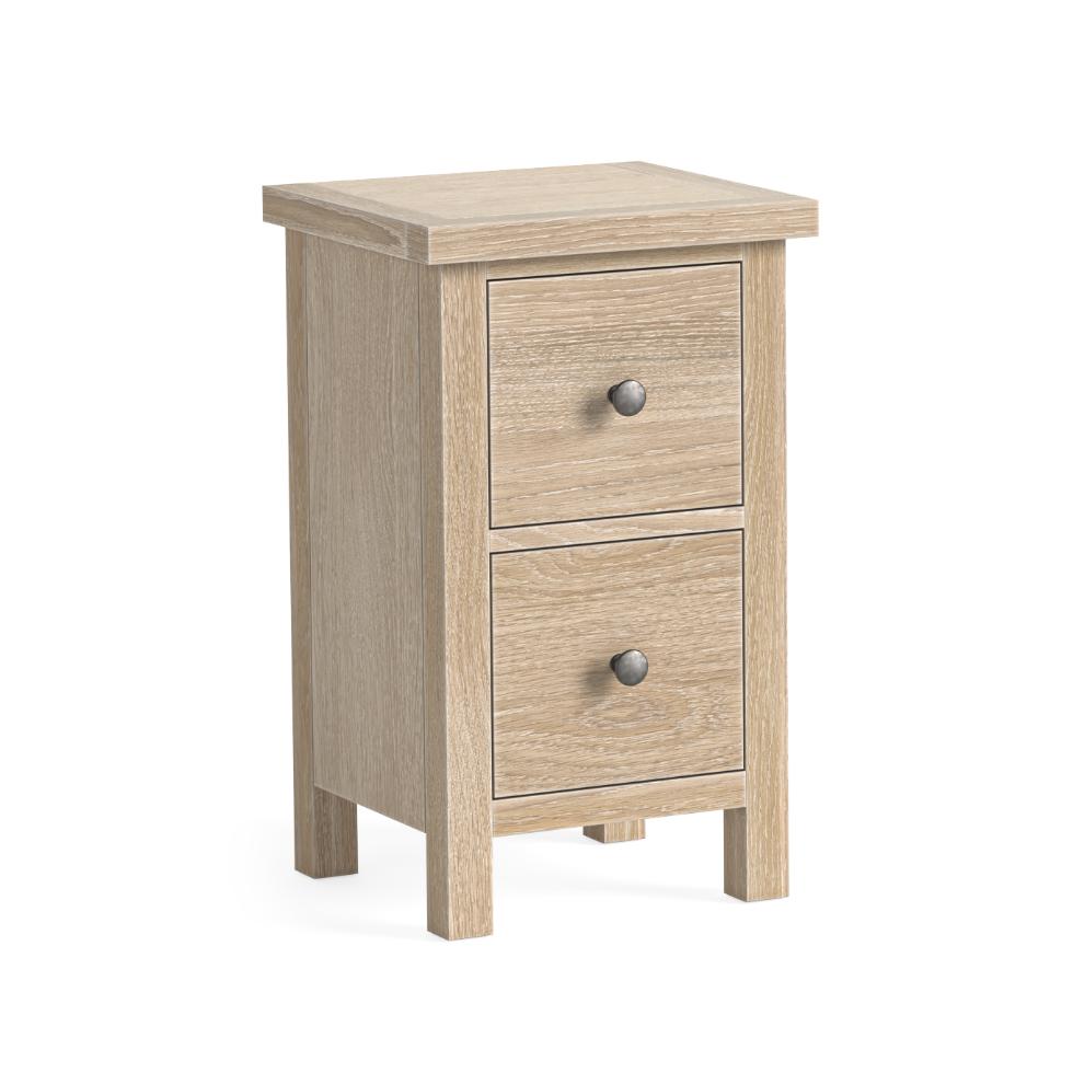 Modern Country - Narrow Bedside Oak White Wash - Main Image