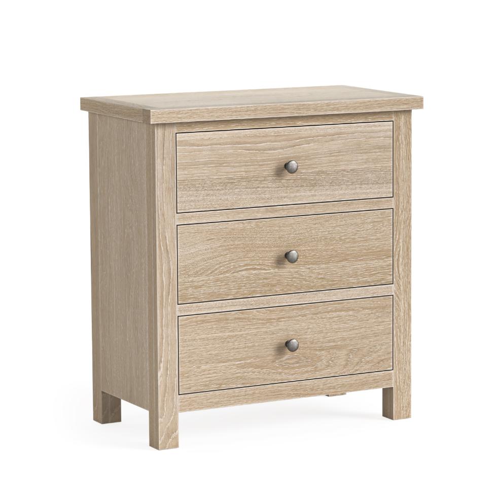 Modern Country - 3 Drawer Chest Oak White Wash - Main Image