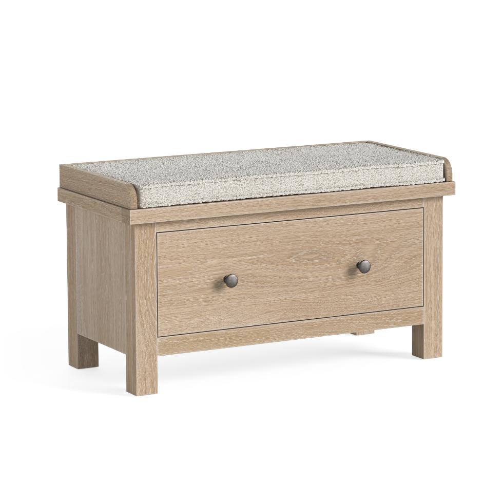 Modern Country - Hallway Bench With Drawer Oak White Wash - Main Image