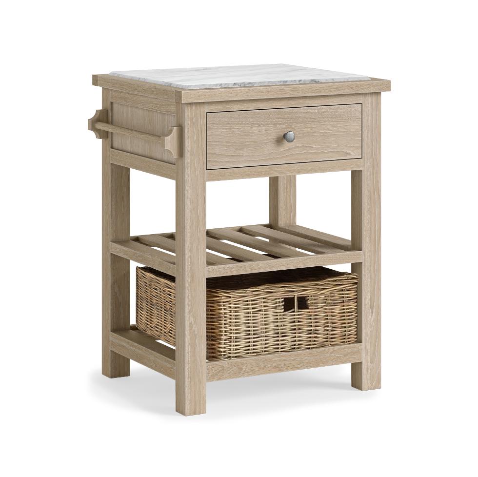 Modern Country - Small Kitchen Island Oak White Wash - Main Image