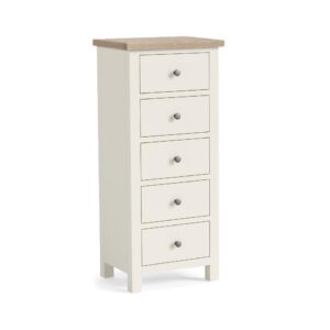 Bella Oak – 5 Drawer Tall Chest Coconut