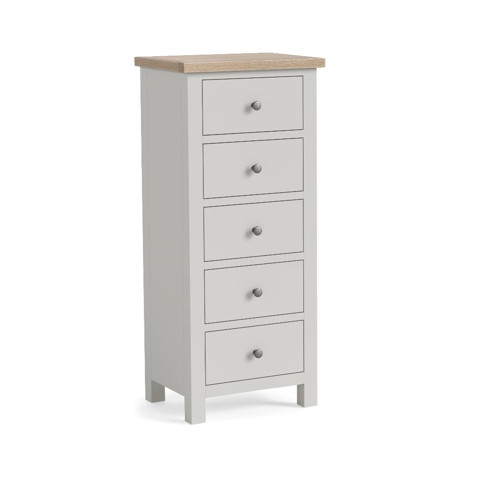 Modern Country - 5 Drawer Tall Chest Light Grey - Main Image