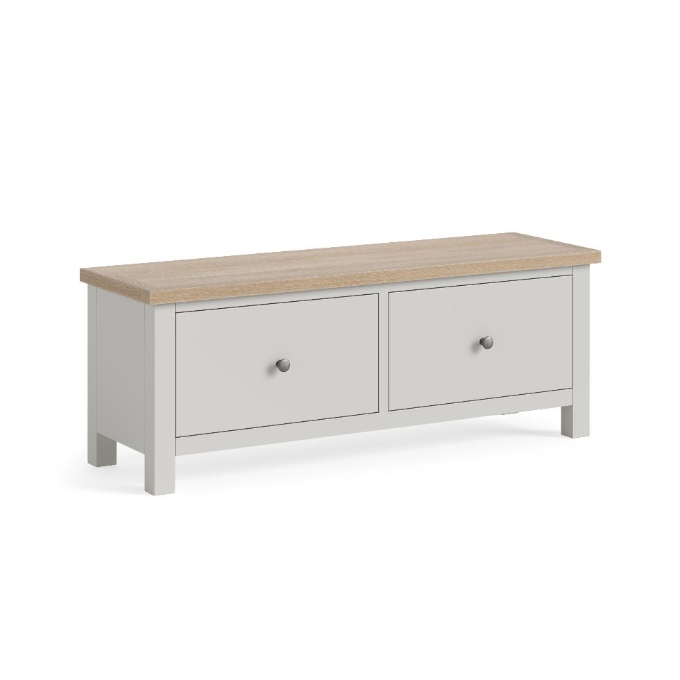 Modern Country - Large 2 Drawer Bench Light Grey - Main Image
