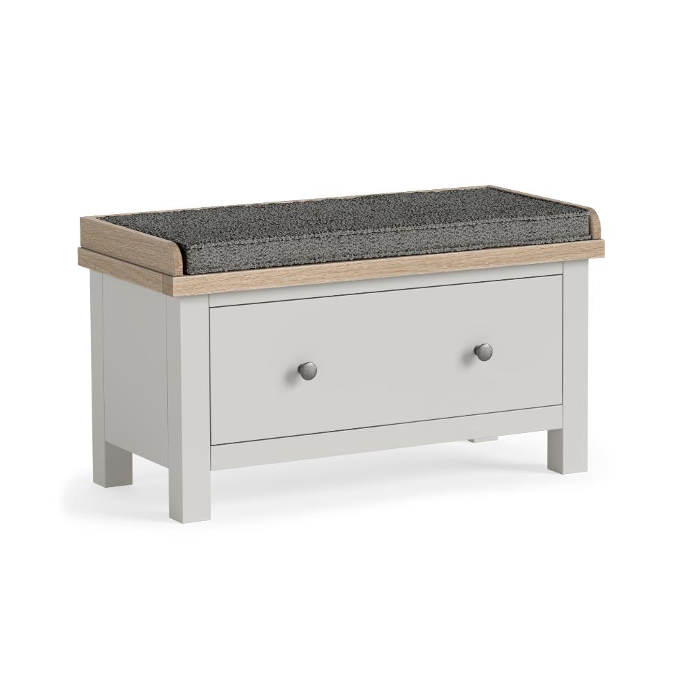 Modern Country - Hallway Bench With Drawer Light Grey - Main Image