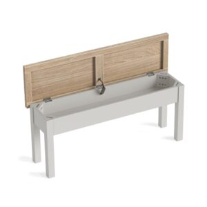 Bella Oak – Shallow Storage Bench Light Grey
