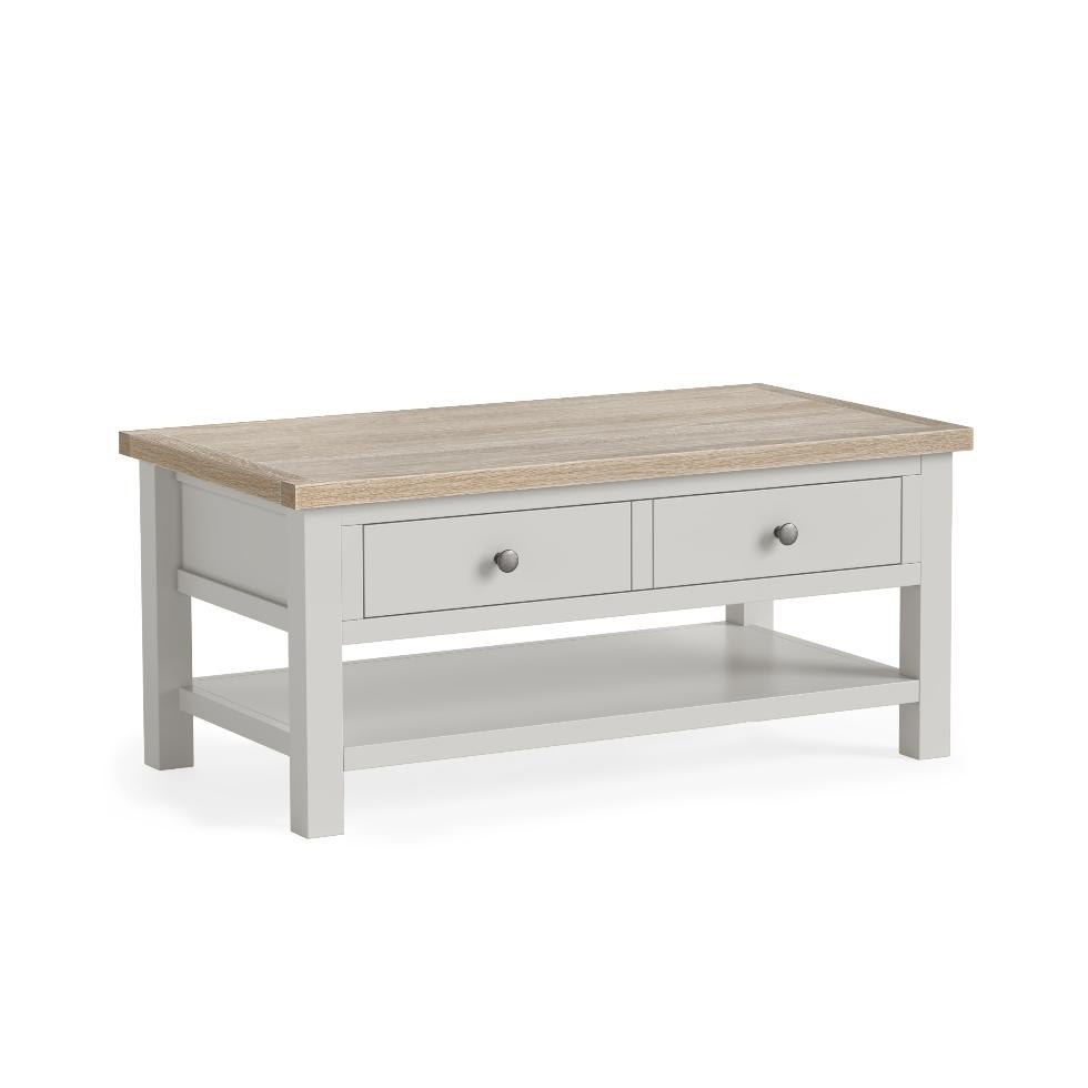 Modern Country - Coffee Table With Shelf Light Grey - Main Image