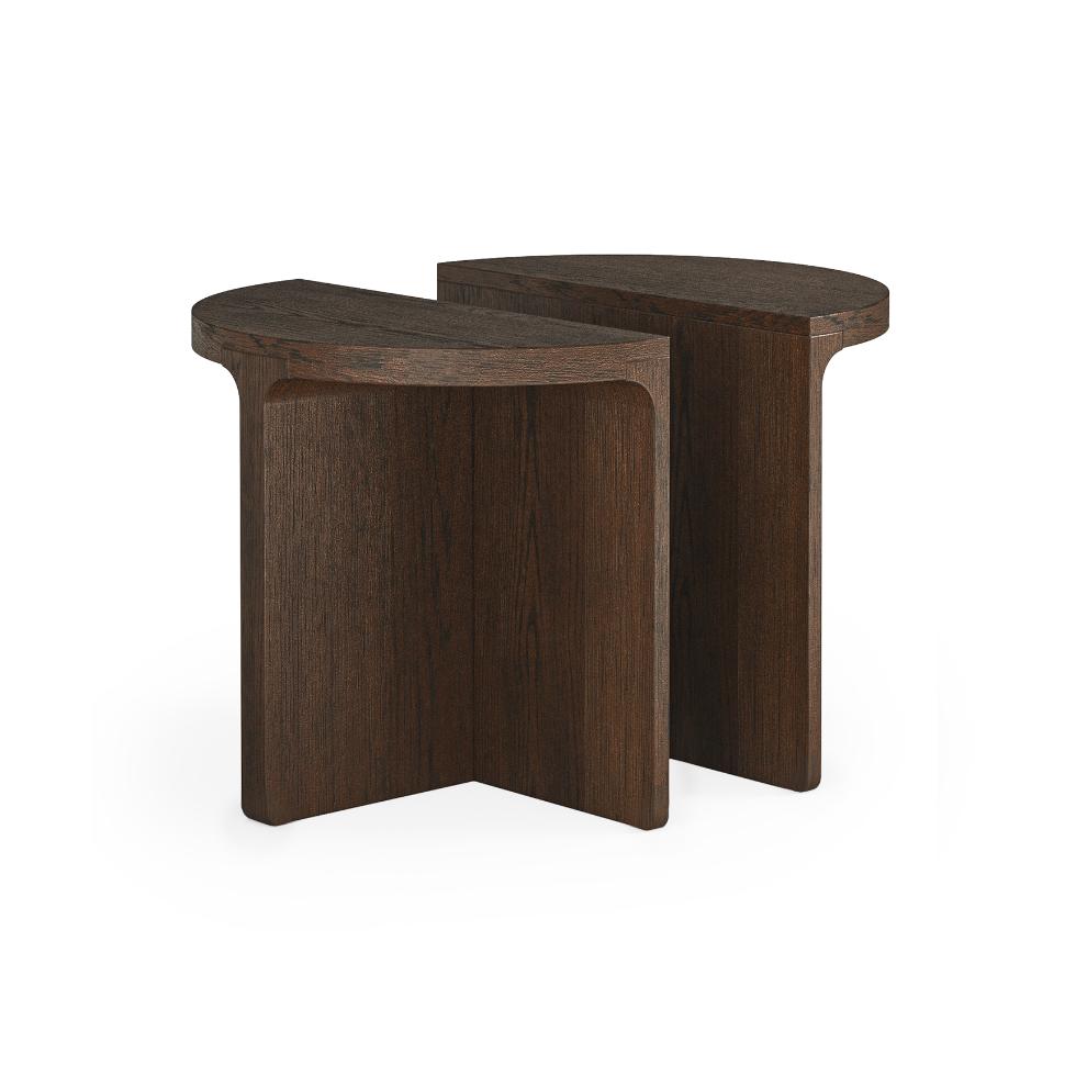 California - Half Moon Nest Of Table With Wooden Top - Main Image