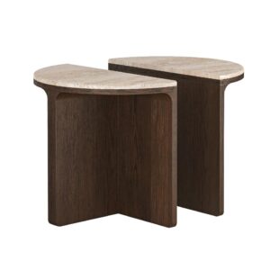 Richmond – Half Moon Nest Of Table With Travertine Top