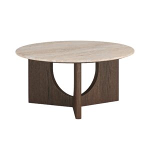 Richmond – Round Coffee Table With Travertine Top