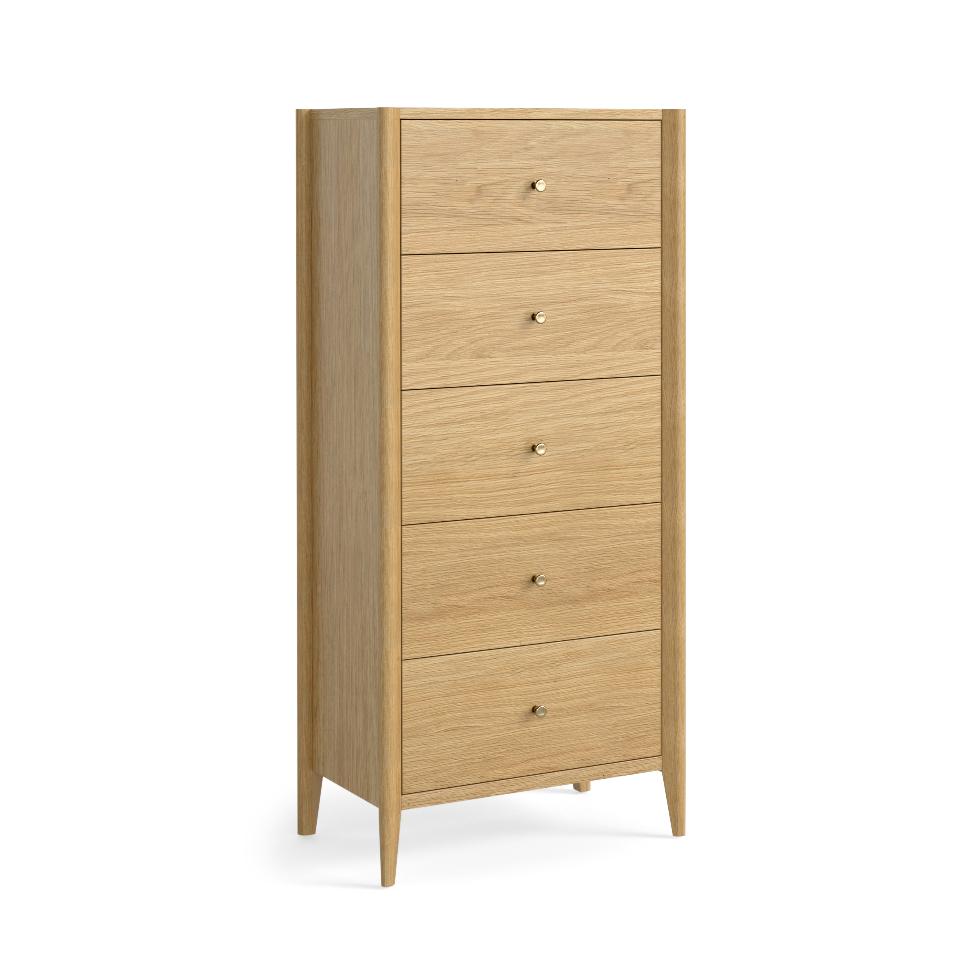Paris - 5 Drawers Tall Boy Natural Oak - Main Image