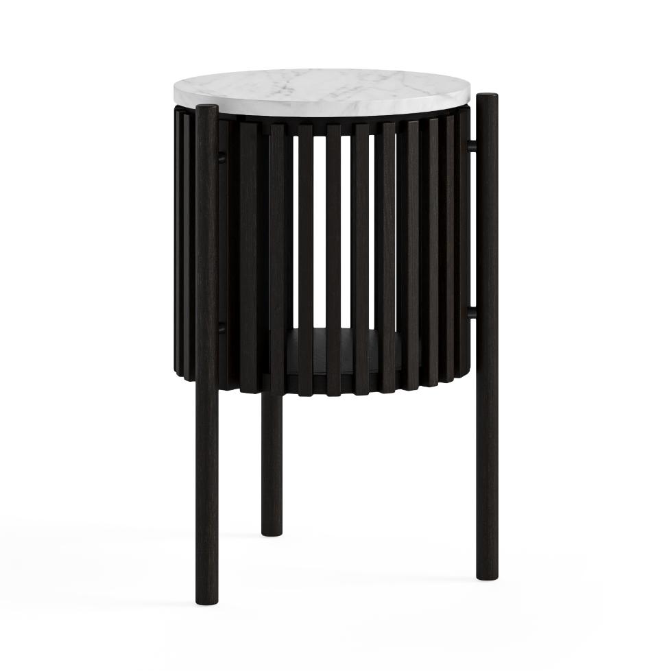 Soho Marble Top - Story Side Table With Door Black - Main Image